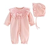 (コーラルウェー) Coral Way ベビー服 新生児パジャマ スウィートガール 長袖 コットン ロンパース お帽子付き2点セット コットン 春秋 0-12月 ピンク M