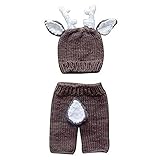 hibote　写真プロップ新生児の赤ちゃんの女の子かぎ針編みのニットコスチューム服のキャップギフトセット（帽子+ズボン）