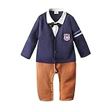 Maleden 子供服 男の子 フォーマル 長袖 蝶ネクタイ付き ロンパース 春服 紳士風 スーツ 七五三 入学式 卒業式 男の子用 子供服 キッズ服 サロペット