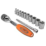 KISENG 12pcsラチェットレンチ 1/4inch CR-Vメトリック ソケット修理ツールキット