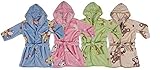Beige 6 - 7 Yrs BlueberryShop Printed Luxurious Hooded Soft Warm and Fluffy Velour Bathrobe Robe Dre