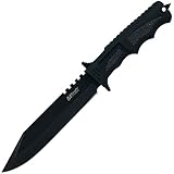 MTech USA MT-086 Fixed Blade Hunting Knife, Black Straight Edge Blade, Black Handle, 12-1/4-Inch Ove
