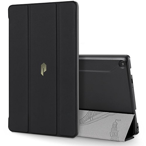 Fire HD 8 ケース Poetic -Slimline- [軽量] [ウルトラスリム] PUレザー製 スリムフィット 三つ折りカバースタンド 第6世代 Amazon Fire HD 8 (2016) 用 ブラック/ブラック