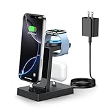 充電スタンド 3in1 Lightning端子の充電ステーション ライトニング 30W急速充電 高出力PD3.0アダプタ付属 iPhone 14/14 Pro/13/13 Pro/12/11/X/8/8plus・Airpods1/2/3/Pro・Apple Watch10/9/8/7/6/5/3/1/Ultra/SE全シリーズ 高耐久 テレワーク用品 プレゼント ブラック