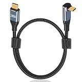 Poyiccot USB C L字 短いケーブル 50cm【 240W/5A 急速充電 /USB2.0規格/ PD 3.1 対応】タイプc ＆ USB-C L字型、ナイロン Type C to Type C ケーブル MacBook/MacBook Pro/iPad Pro/Nintendo Switch などタイプc多機種対応