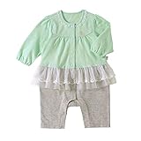 MIKIHOUSE FIRST(ミキハウスファースト)チュールレース付き水玉ジャカード素材のカバーオール(70cm・80cm) ８０ｃｍ,アイスグリーン（67）