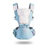抱っこひも ベビーキャリア よだれカバー 新生児 スリング カバー ケープ 抱っこ紐 通気 夏用 メッシュ おんぶ紐 横抱き 収納 おんぶひも 昔ながら ガーゼ 臀部シット 6way (スカイブルー)