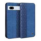 Gedurya Google Pixel 7a ケース 手帳型 グーグルピクセル7a ケース ひし形柄 Pixel 7A ケース 財布型 スタンド機能 ピクセル 7a 携帯カバー カード収納 マグネット式 pixel7a ケース 手帳型 高級PUレザー 軽量 グーグル ピクセル 7a ケース 開閉式 手触りのいい Google Pixel 7A ケースカバー 全面保護 耐衝撃 薄型 - ブルー