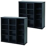 山善(YAMAZEN) 【2個組】スライドブックシェルフ スライド式コミックラック 収納ラック 書棚 本棚 書籍収納 CSCS-9090(BK)*2 ブラック