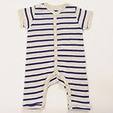 OCEAN＆GROUND（オーシャンアンドグラウンド) 半袖ロンパース ボーダー_ネイビーブルー 70