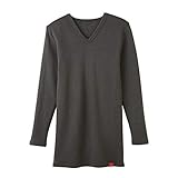 [グンゼ] ホットマジック HOTMAGIC 極 長袖 シャツ Vネック あったか インナー 裏起(BK-ブラック、L)