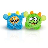 WanWeek 犬用 おもちゃ モンスター ぬいぐるみ ボール 内蔵 音が鳴る 噛むおもちゃ 歯ケア 頑丈 小型犬 中型犬 大型犬 ペット用 かわいい 面白い 犬 おもちゃ カラフルデザイン 2個セット (ブルー&グリーン 2個セット)