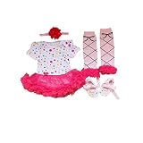 4pcs Baby Polka Dot Red Girl Tutu Romper Party Bow 0-12 Months (0-3month) by VIGOO