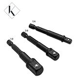 3-Piece Impact Socket Adapter Power Extension Bit Set For Drills, -Hex Shank Fits All Drills Turns A