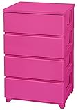 カラースタイルチェスト (ピンク, 4段) 【強化2重構造天板/開閉楽々/脚付き/おしゃれ/日本製】