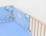 Cot bed BUMPER approx. 30x180cm, 3-sided, nursery bedding, baby, toddler (pattern: bears in heaven_b
