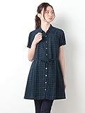 Angeliebe エンジェリーベ マタニティ ワンピース 授乳口付き クレープ チェック シャツ チュニック ワンピ 妊婦服 産前 産後 半袖 M グリーン 21816 21816260