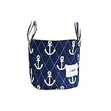 Minene Small Storage Fabric Basket Organiser with Handel Blue Anchor 18x22cm by Minene