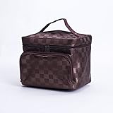 INANA　メイクポーチ　 化粧ポーチ　化粧箱　コスメバッグ　バニティケース　トラベルポーチ 鏡付き　ドレッサー 化粧品　収納 雑貨 小物入れ 女性 　超軽量　機能的　大容量　5色 (コーヒー)