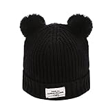 Tonsee キッズ 帽子 ベビー ニットキャップ 冬 暖かい キャップ 女の子 男の子 赤ちゃん 子供用 可愛い ハット 防寒 (ブラック)
