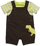 Carter's(カーターズ) ボーダーTシャツ＆ショートオールSet(Brown/ディノ) 6M [並行輸入品] [Baby Product]