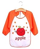 Nice Days（ナイス　ディズ）　 ベビー 食事用 エプロン　長袖TPU 防水 (リンゴ)