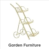 フラワースタンド 3段式 車輪が付いたデザイン アンティーク調なガーデンファニチャーに最適