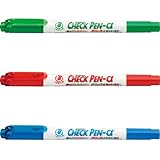 ZEBRA ゼブラ チェックペン 3本セット（緑・赤・青） WYT20-G/WYT20-R/WYT20-BL