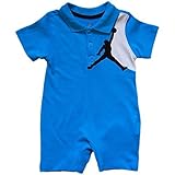 NIKE(ナイキ)エア・ジョーダン Air Jordan 男の子用水色ジャンプマン刺繍入り半袖襟付きお出かけ用ポロロンパース (6-9months) [並行輸入品]
