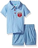 BON BEBE Baby Boys' 2 Pc Woven Short Set With S/s Collared Button Front Shirt Mommy's Champ Blue 6-9