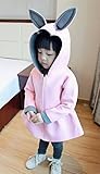 Candykids ガールズコート キッズコート 温かいコート おでかけコート 可愛すぎ 女の子 ピンク コート 可愛いうさぎの帽子付き　可愛すぎジャケット プリンセス お姫様 (90cm, ピンク)