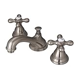 Kingston Brass KS5568AX+ Royale Widespread Lavatory Faucet with Metal Cross Handle, Satin Nickel by 