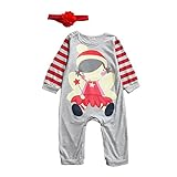 ノーブランド品 　0-2歳　ベビー　クリスマス　遊び着　普段着　帽子付き　ヘアバンド　長袖　ジャンプスーツ　ロンパース　2色2サイズ選べる - グレー, 90