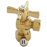 KINGSTON BRASS CC53302ZX Millennium 5/8-Inch X 3/8-Inch OD Compression Angle Stop with ZX Handle, Po