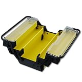 ToolUSA 23.5 X 8 X 9 Metal Tool Box With 2 Tiers On Each Side That Lift Up & Out As Box Is Opened: M