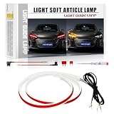 シーケンシャル流れる LEDテーププライト 車用 12V ウインカー ディライト 極薄 2色切替 防水 車種問わず装着可能 側面発光 高輝度 シリコン 柔らかい 60CM 2本セット レッド/アンバー切替