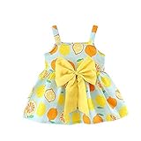 Goshang ワンピース 女の子 ガールズ スカート 袖なし ゆったり 夏 子供服 レモン柄　大きい　可愛い　蝶結び