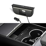 TPARTS マルチポート USBハブ Tesla Model 3 Highland 2024+/Model Y Juniper 2025+用 センターコンソール隠し高速充電器 格納式ケーブル付き モデル3/Y インテリアアクセサリー 充電ハブ ドッキングステーション