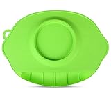 RayMoon　お食い始め　ランチマット　シリコン製　幼児用　持ち運び　吸盤付き　感温スプーン無料　グリーン
