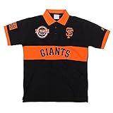 KLEW MLBサンフランシスコジャイアンツメンズ綿Wordmark半袖ポロシャツ、ブラック、ミディアム