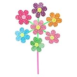 Biuuu フラワーパターンスピナー風車子供子供のおもちゃガーデンヤード装飾