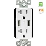 TOPGREENER TU22048A 4.8A 24W Ultra High Speed Dual USB Charger Receptacle, 3 Interchangeable Face Co