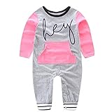 EC新生児赤ちゃん男の子女の子レタープリント長袖ポケットロンパースジャンプスーツ服装服 カラー: グレー