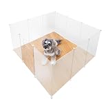 WEIMALL ペットサークル 折りたたみ パネル ペットフェンス 70×50cm ドア付き プレイサークル 室内 屋外 置くだけ 半透明 軽量 犬 猫 パーテション 侵入防止 小型犬 中型犬 パネル13枚 脱走防止（透明）PC070CR
