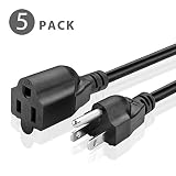 TNP Universal Power Extension Cord Cable Strip - NEMA 5-15R to NEMA 5-15P Wire Connector Socket Plug