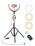 LEDリングライト 10インチ 撮影用ライト 高い安定性 三脚スタンド USBライト 自撮りライト Bluetoothリモコン 360°角度調整 無段階調光 3モード 2700-6500K 高輝度 USB充電 永寿命 軽量 女優ライト 美顔/生放送/Youtube/自撮り スマホホルダー付き/自撮り補光/美容化粧/ビデオカメラ/Tiktok撮影用/Web会議/Zoom