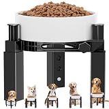 Aystkniet 犬用食器スタンド 昇降式ペットボウルスタンド 高さ5段階調節（14.7～22.5cm）全犬種対応 中型犬〜大型犬・シニア犬に 滑り止め三脚＋防傾倒設計 静音ストリップ付き 丈夫でお手入れ簡単（ABS樹脂）※食器（ボウル）別売