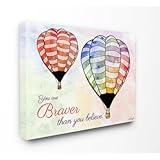 The Kids Room by Stupell "Watercolors You Are Braver Hot Air Balloons Stretched" Canvas Wall Art [並行