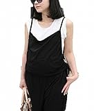 マタニティ服 オーバーオール かわいい 妊婦 カジュアル オーバーオール フリーサイズ (黒　ブラック)