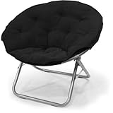 Urban Shop Microsuede Saucer Chair, Black [並行輸入品]